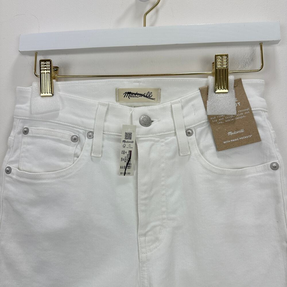 Madewell Kick Out Crop Jeans Pure White Stretch Mid Rise Flare NI961 US 24 NWT - Picture 9 of 14